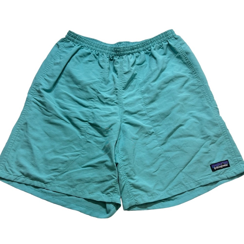 Patagonia swim trunks small men teal blue